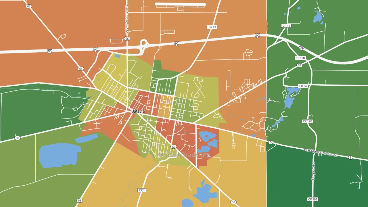 Alabama, NY Map of Theft Rates