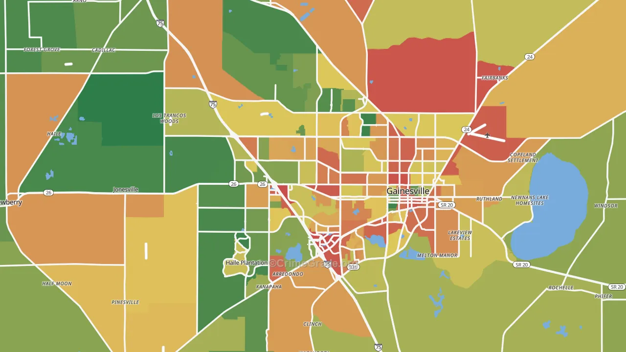 Alachua County, FL Map of Theft Rates