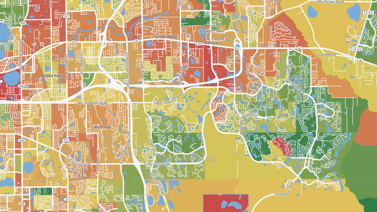 Alafaya, FL Map of Theft Rates
