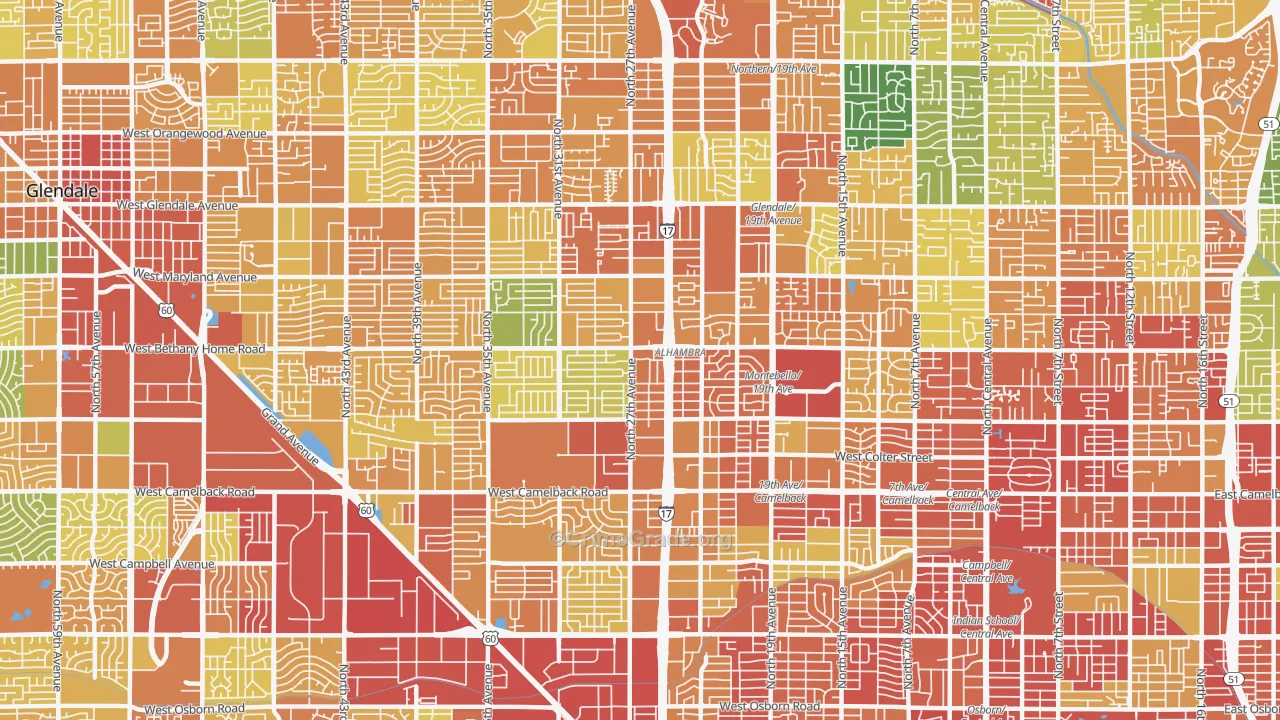 Alahambra, Phoenix, AZ Map of Theft Rates