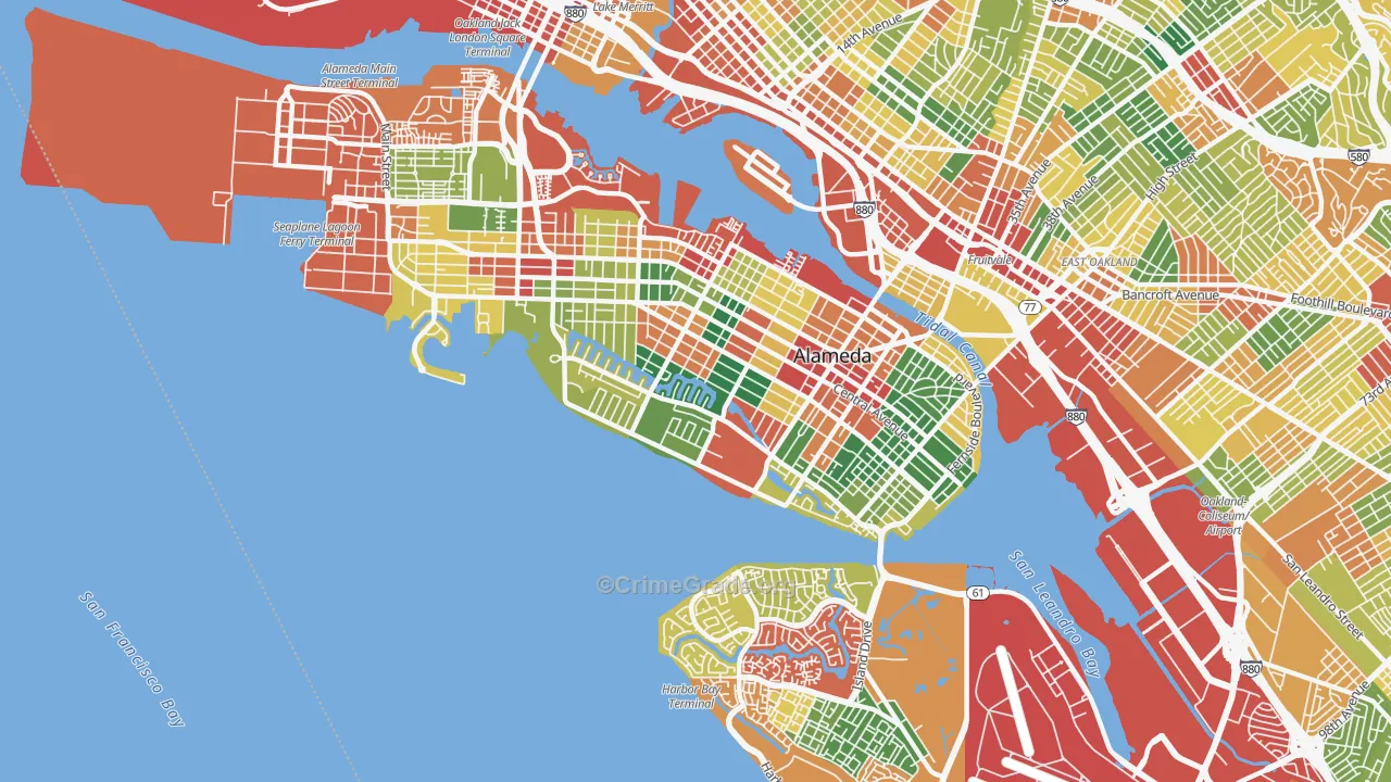 Alameda, CA Map of Theft Rates