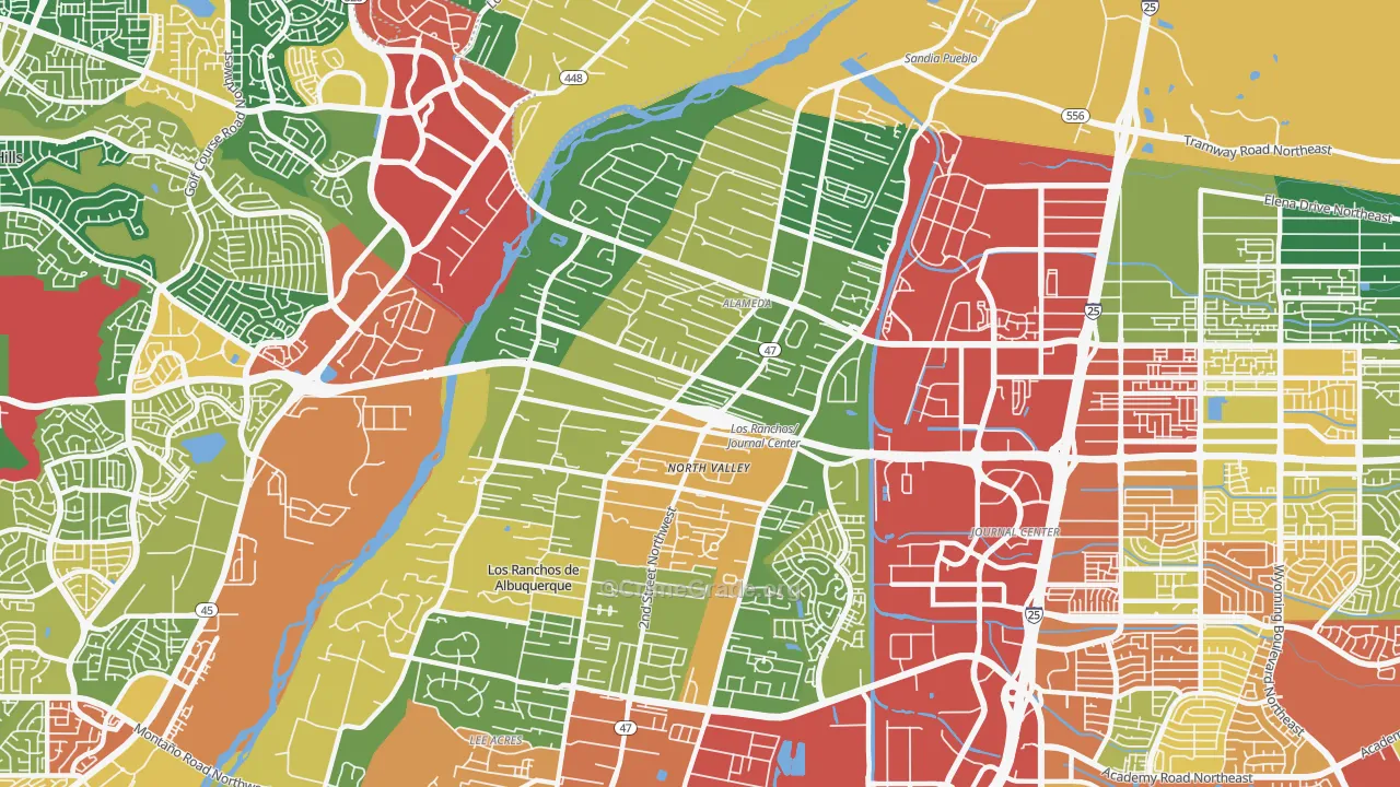 Alamedan Valley, North Valley, NM Map of Theft Rates