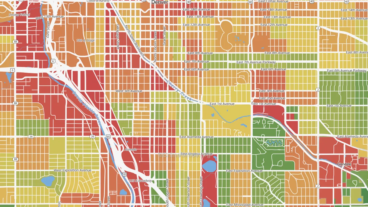 Alamo Placita, Denver, CO Map of Theft Rates