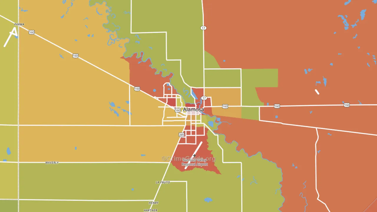 Alamosa, CO Map of Theft Rates