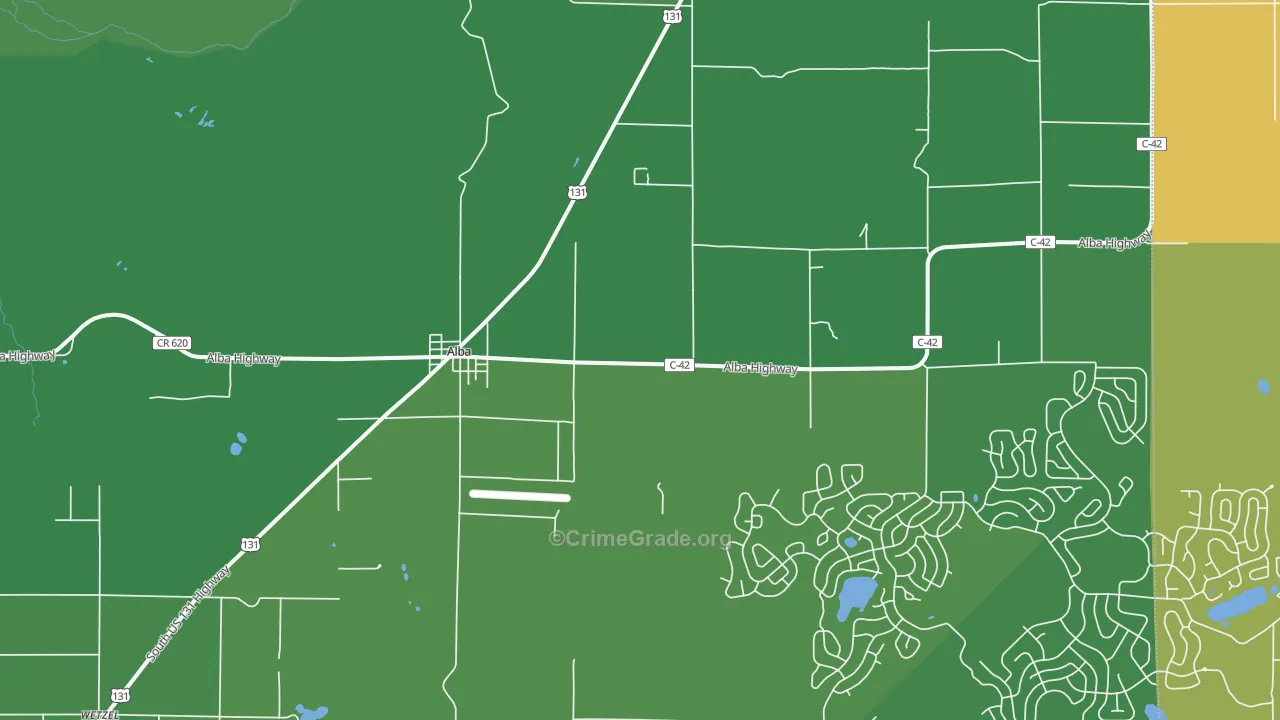 Alba, MI Map of Theft Rates