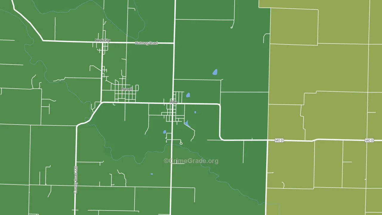 Alba, MO Map of Theft Rates