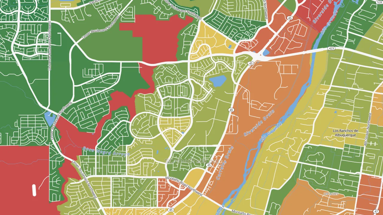 Alban Hills, Albuquerque, NM Map of Theft Rates