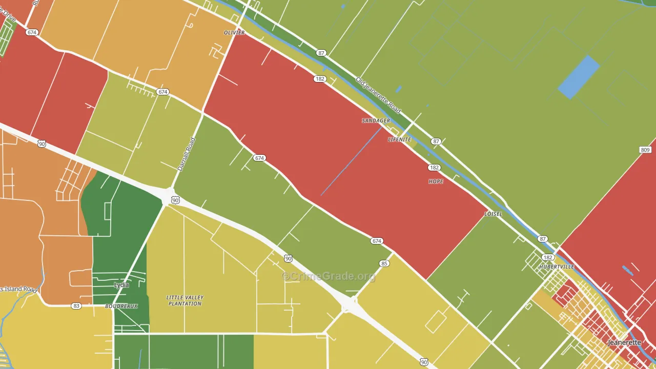 Albania, LA Map of Theft Rates