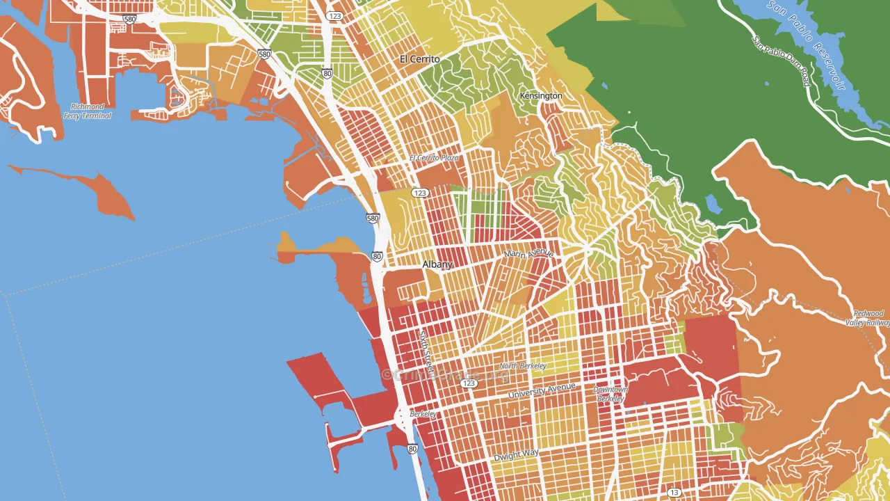 Albany, CA Map of Theft Rates