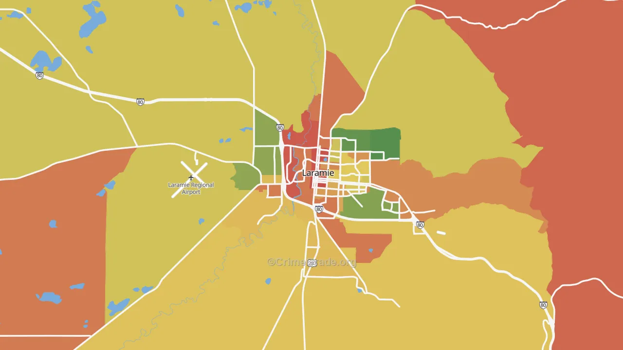 Albany County, WY Map of Theft Rates
