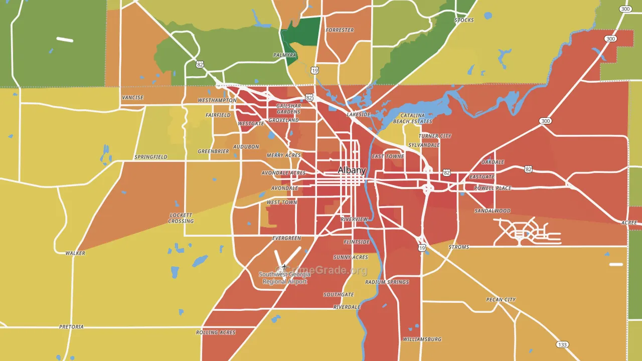 Albany, GA Map of Theft Rates