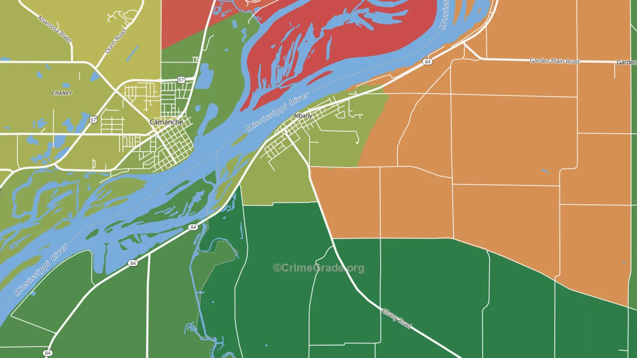 Albany, IL Map of Theft Rates