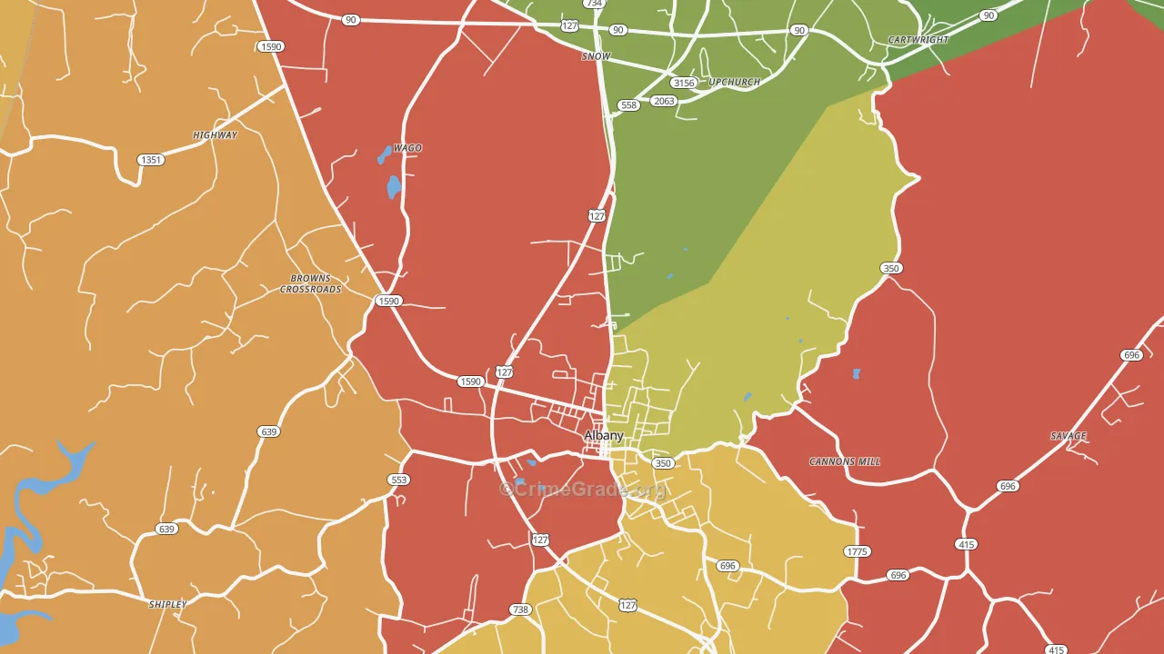 Albany, KY Map of Theft Rates
