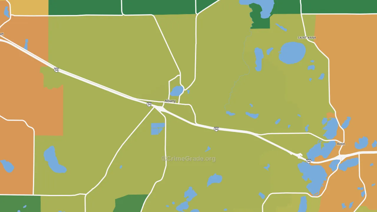 Albany, MN Map of Theft Rates