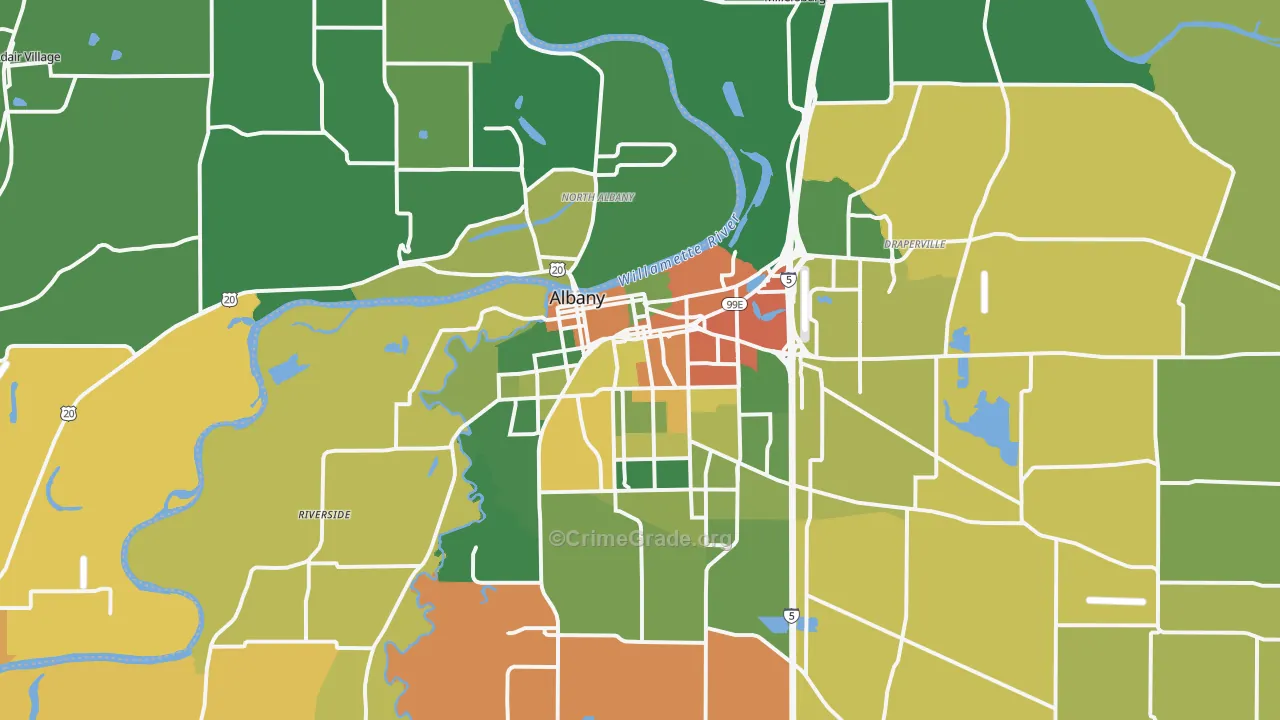Albany, OR Map of Theft Rates