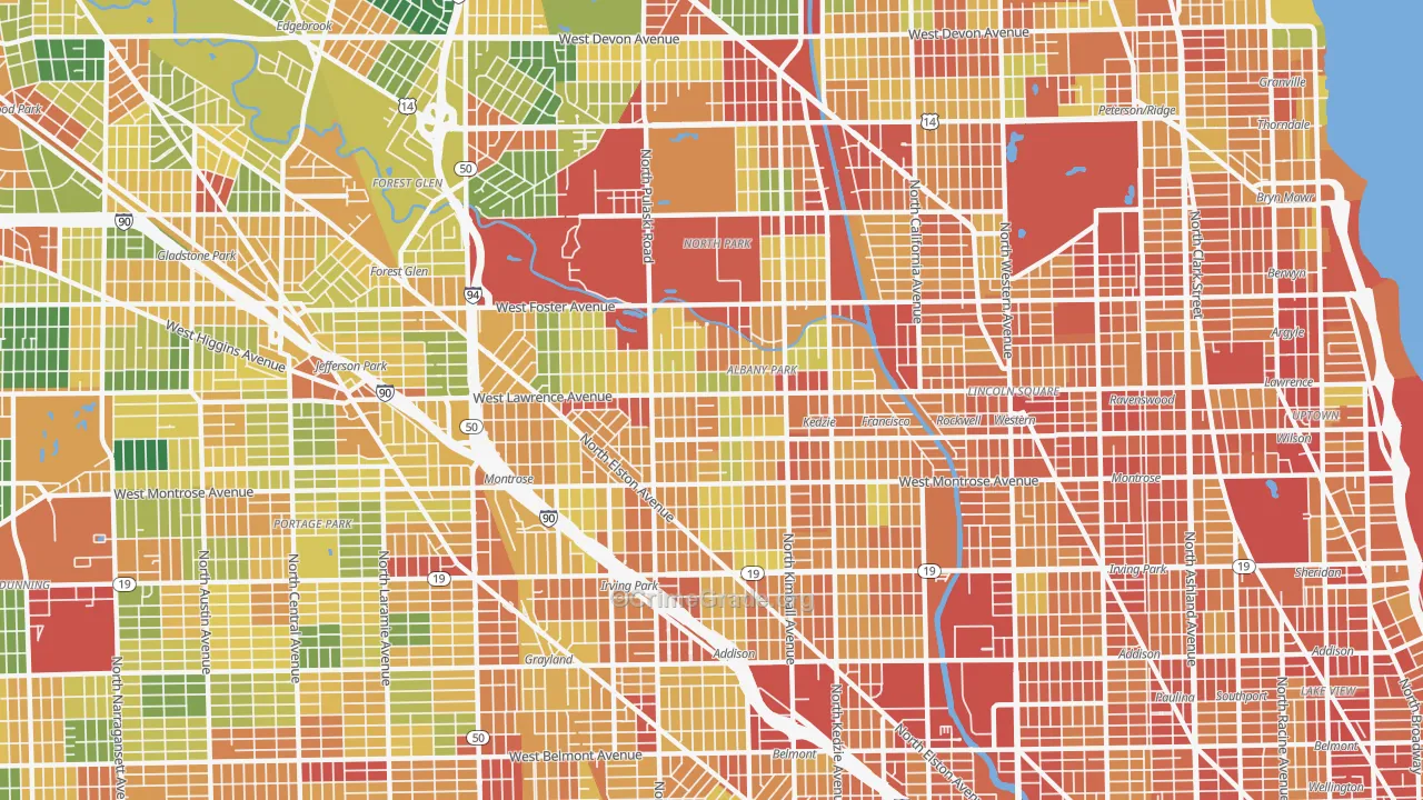 Albany Park, Chicago, IL Map of Theft Rates