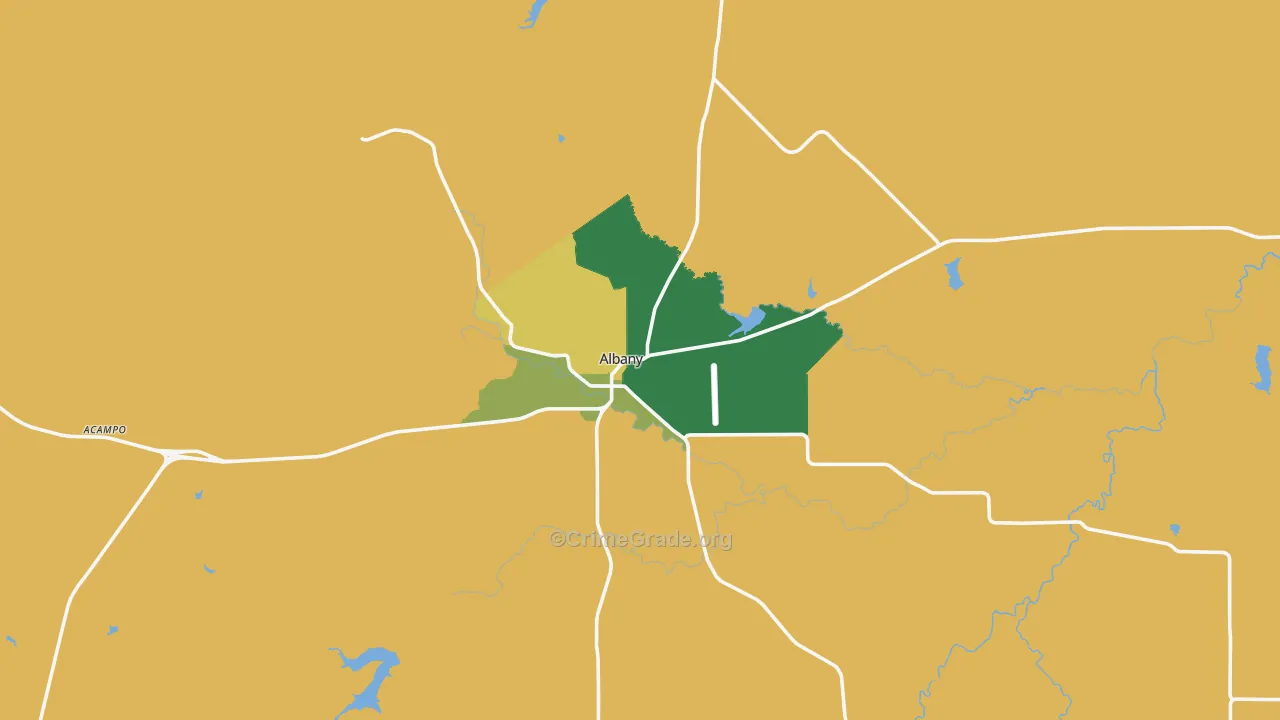 Albany, TX Map of Theft Rates