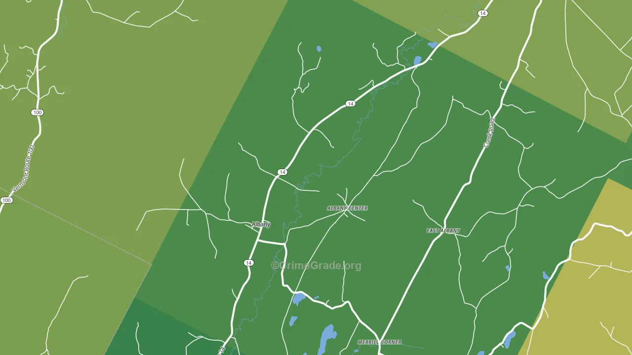 Albany, VT Map of Theft Rates