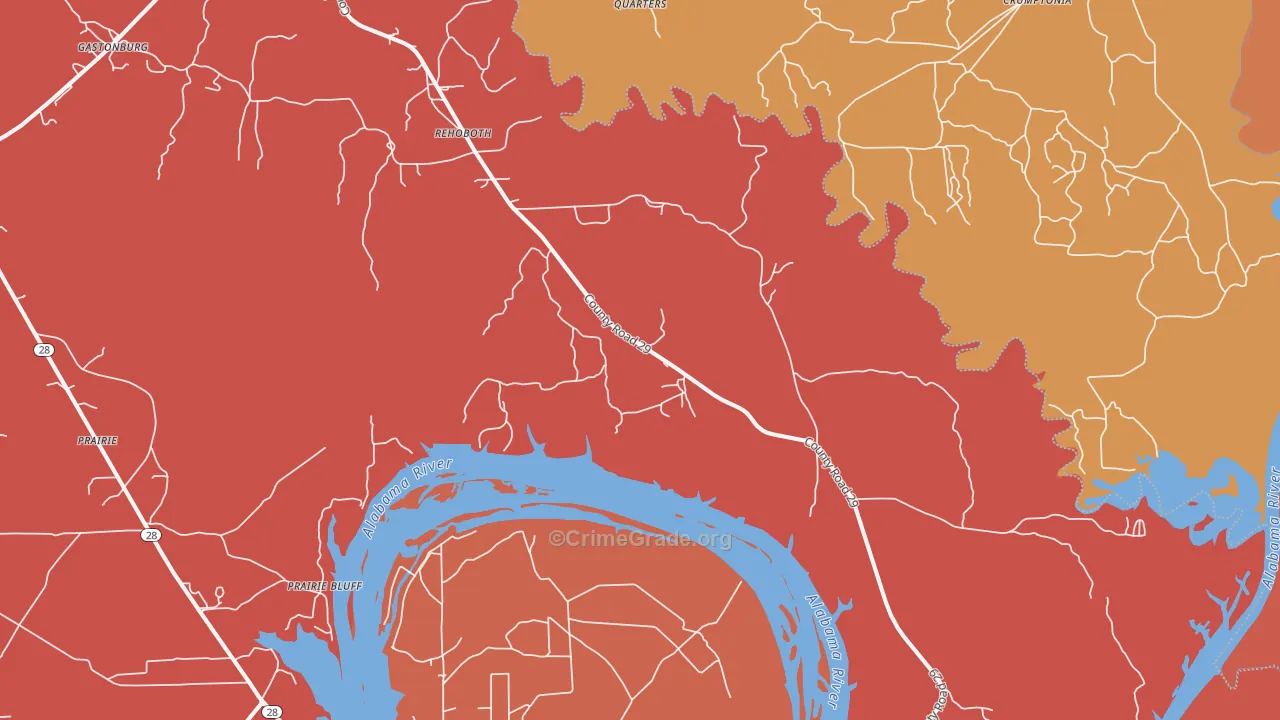 Alberta, AL Map of Theft Rates