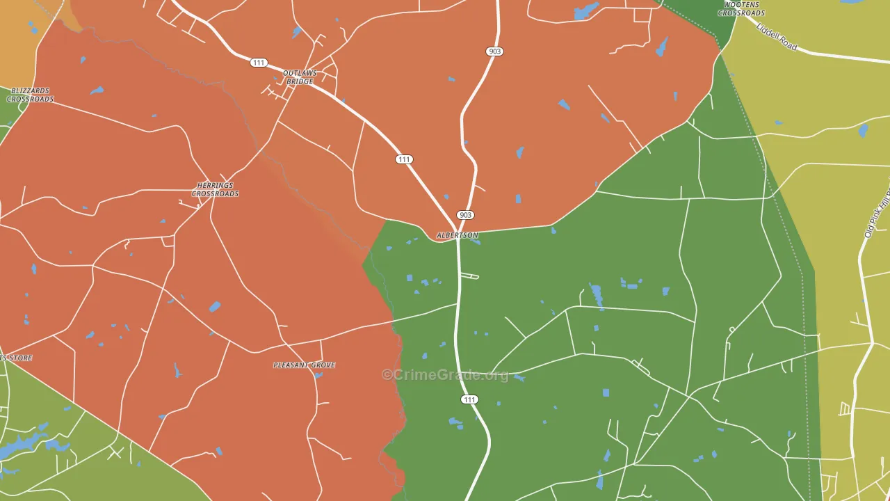 Albertson, NC Map of Theft Rates