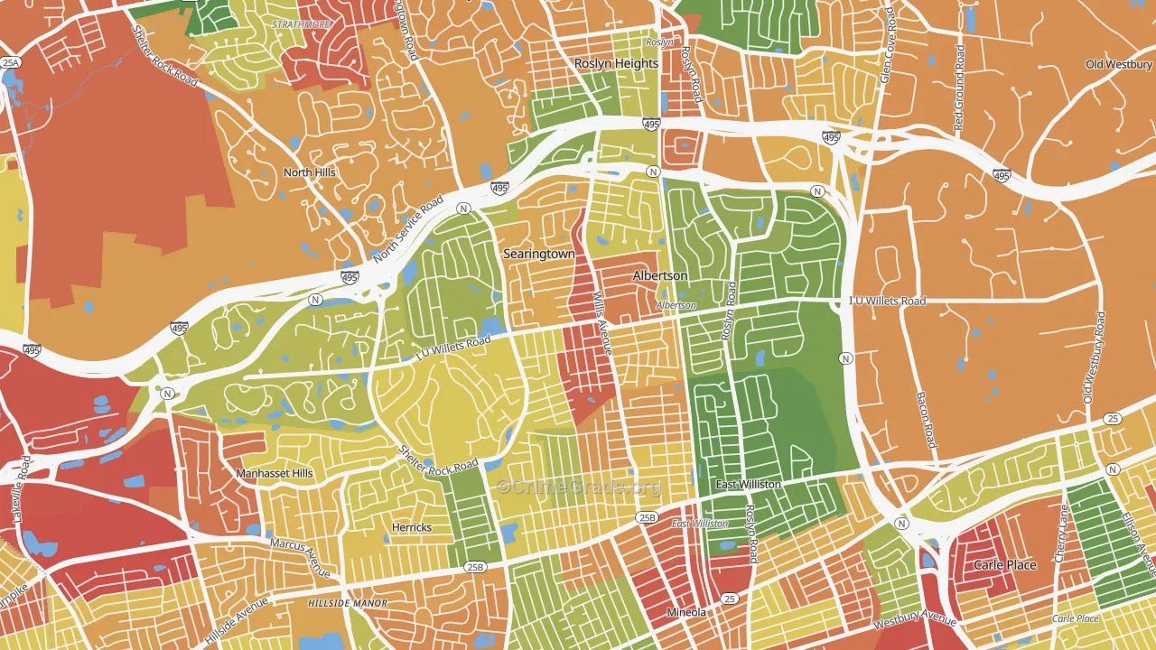 Albertson, NY Map of Theft Rates