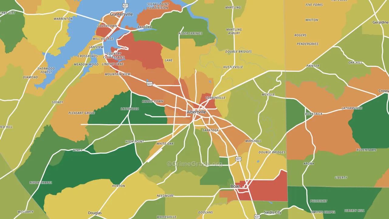 Albertville, AL Map of Theft Rates