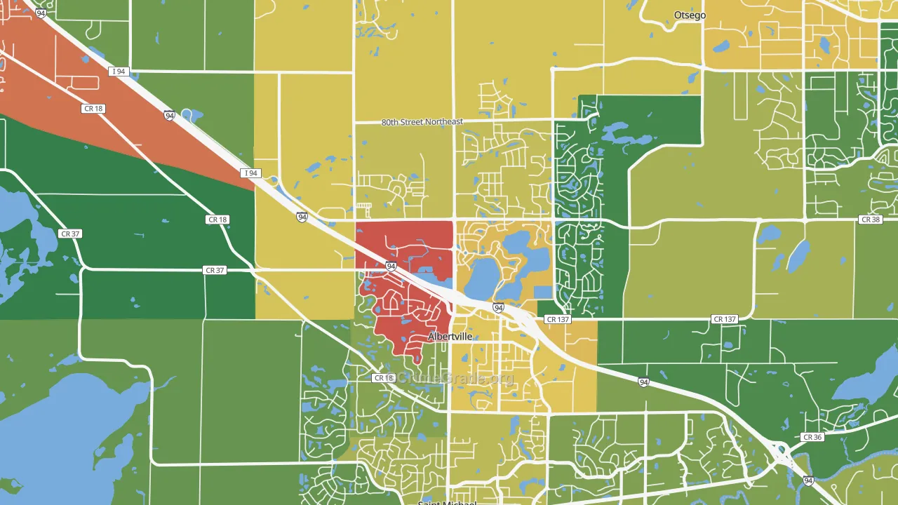 Albertville, MN Map of Theft Rates