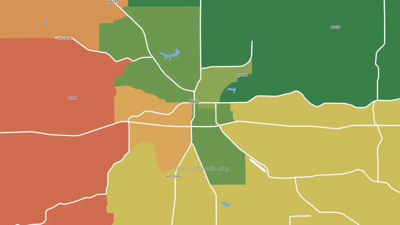 Albia, IA Map of Theft Rates