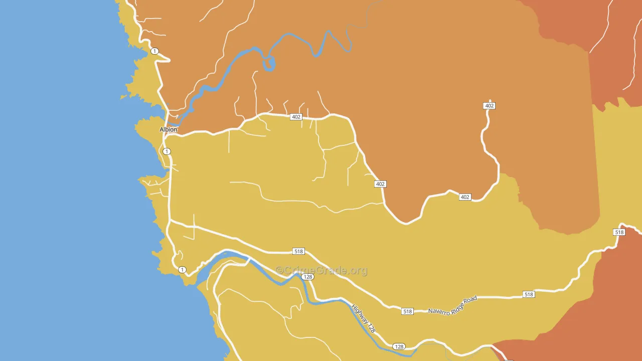 Albion, CA Map of Theft Rates