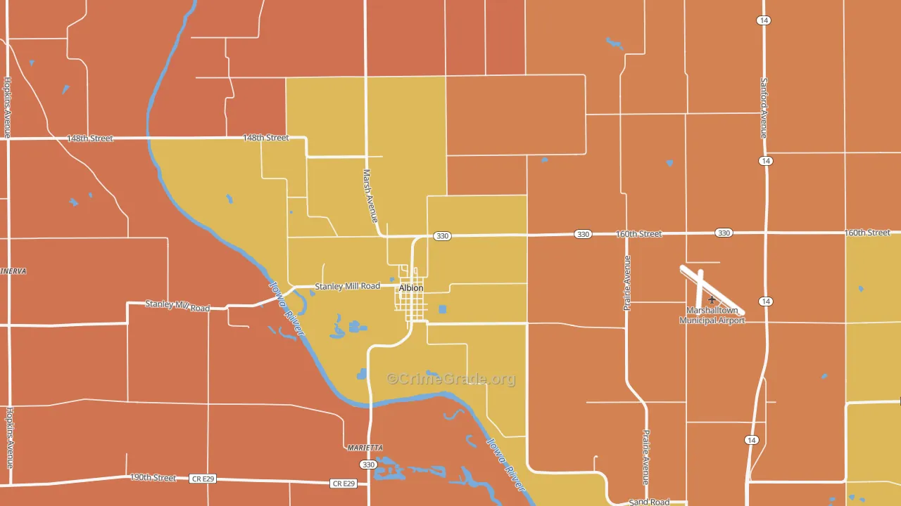 Albion, IA Map of Theft Rates