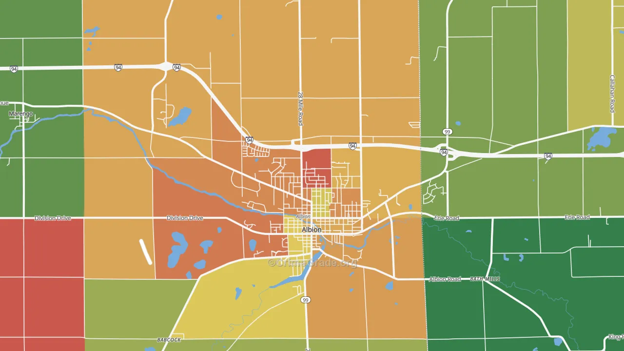 Albion, MI Map of Theft Rates