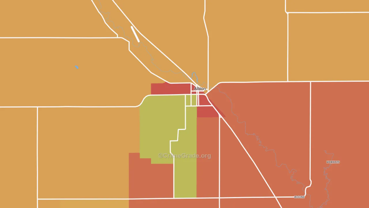 Albion, NE Map of Theft Rates