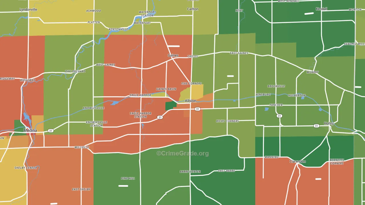 Albion, NY Map of Theft Rates