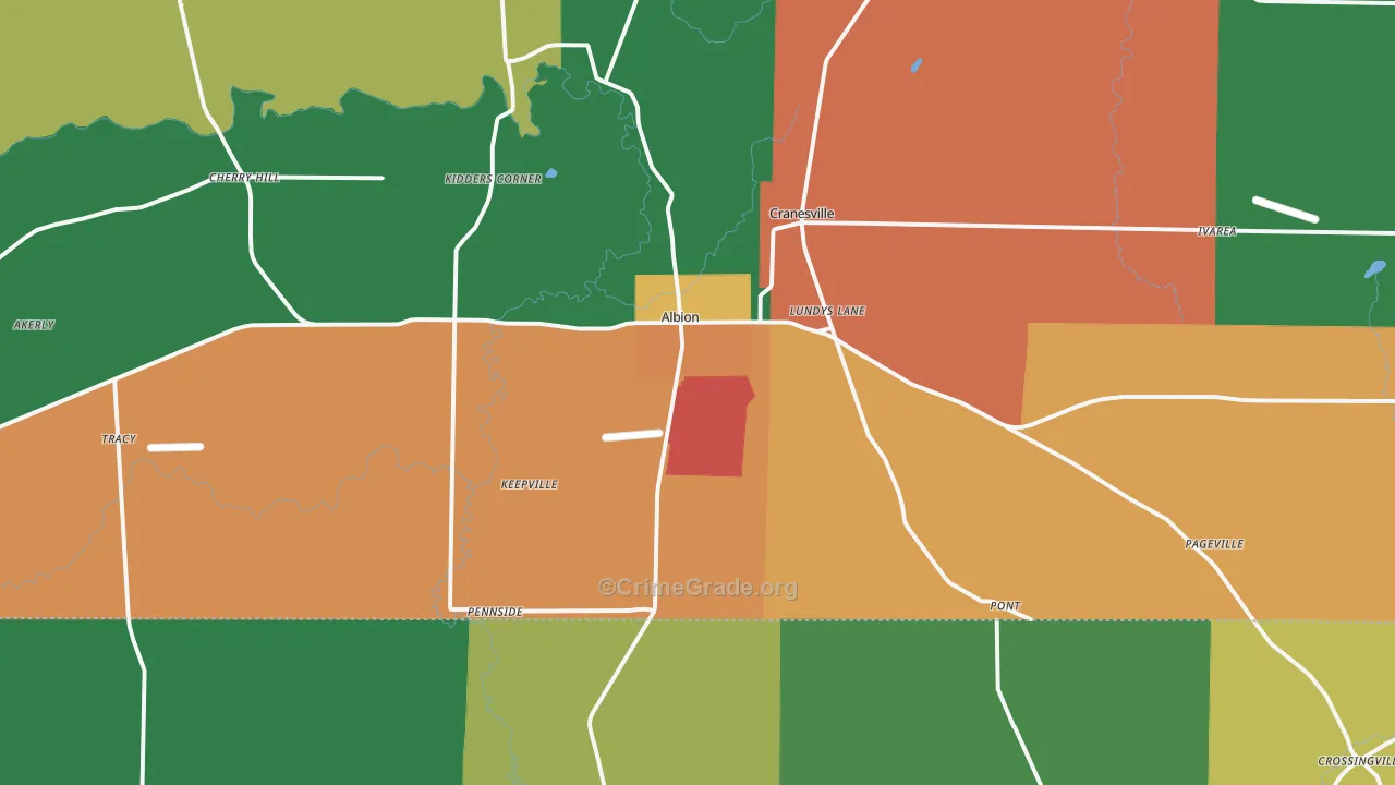 Albion, PA Map of Theft Rates