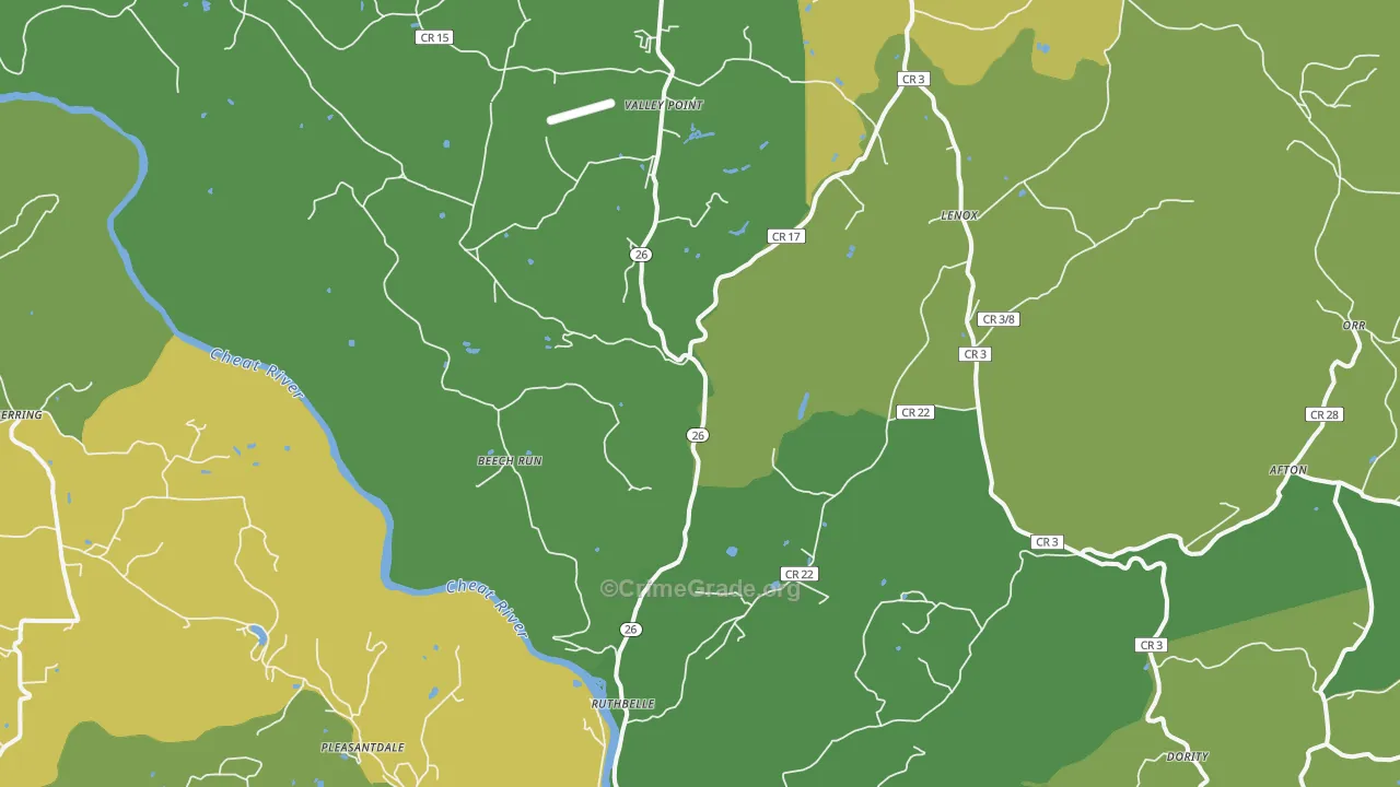 Albright, WV Map of Theft Rates