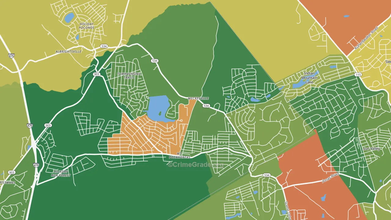 Albrightsville, PA Map of Theft Rates