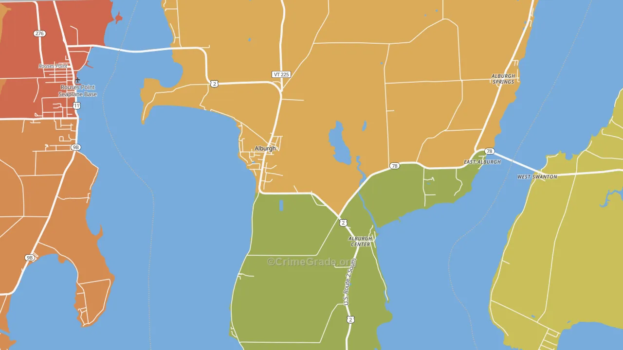 Alburg, VT Map of Theft Rates