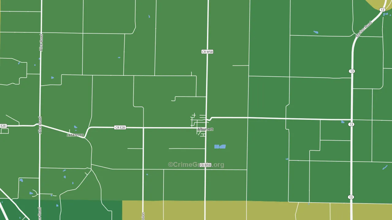Alburnett, IA Map of Theft Rates