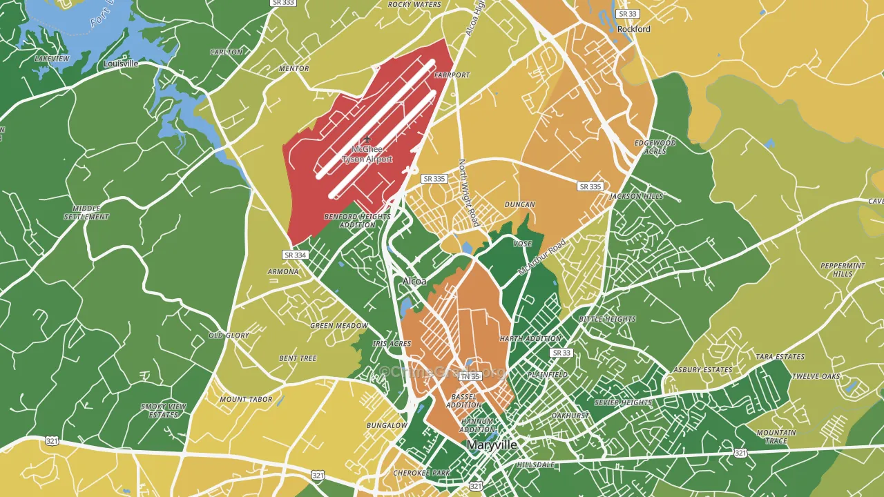 Alcoa, TN Map of Theft Rates