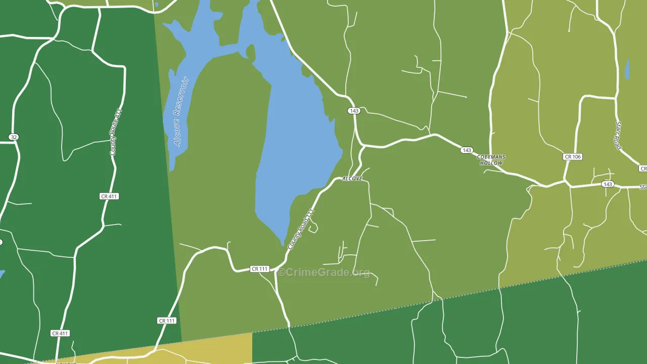 Alcove, NY Map of Theft Rates