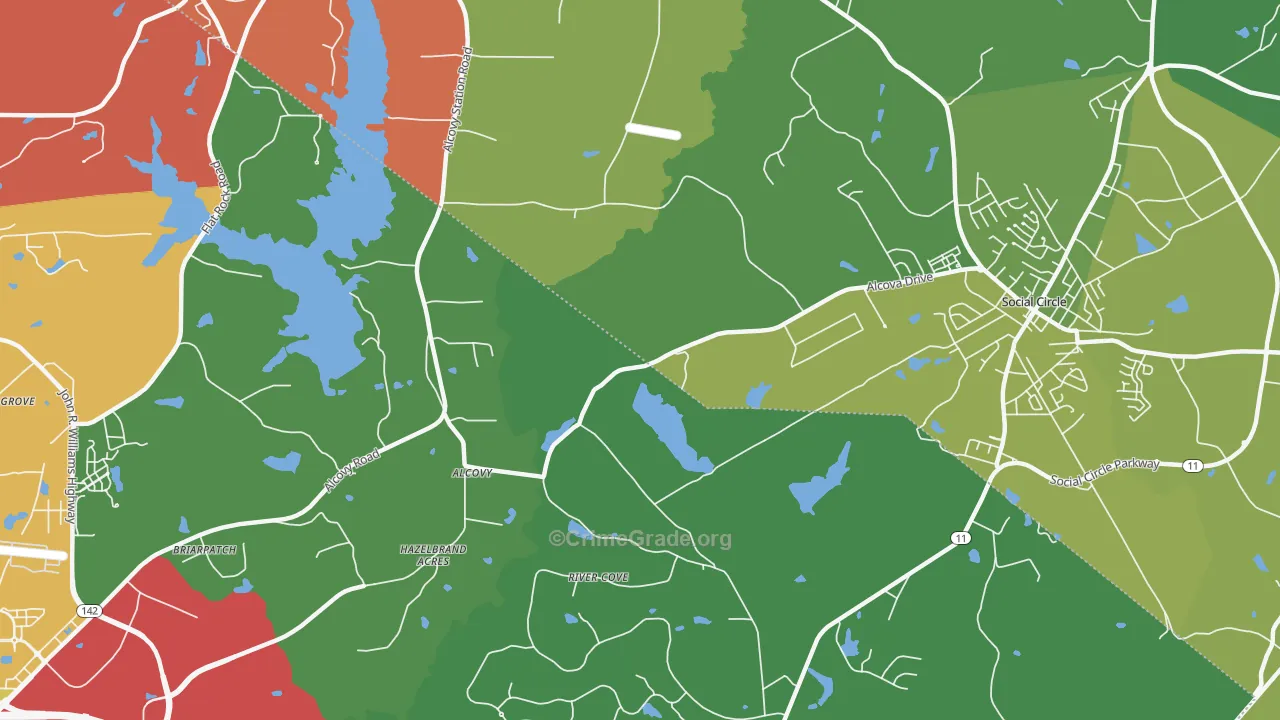 Alcovy, GA Map of Theft Rates