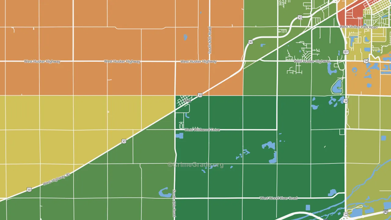 Alda, NE Map of Theft Rates