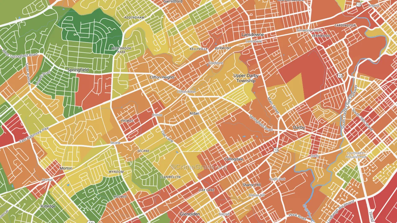 Aldan, PA Map of Theft Rates