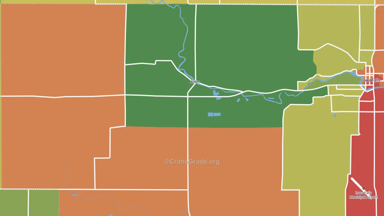 Alden, IA Map of Theft Rates