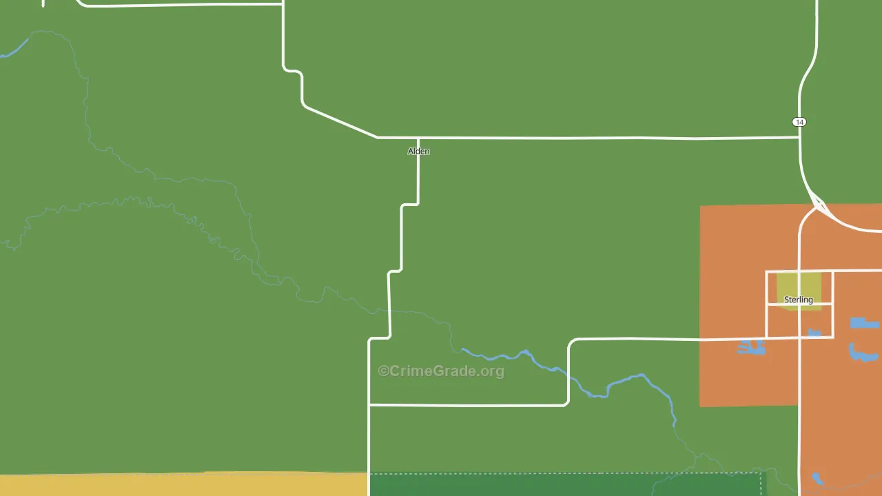 Alden, KS Map of Theft Rates