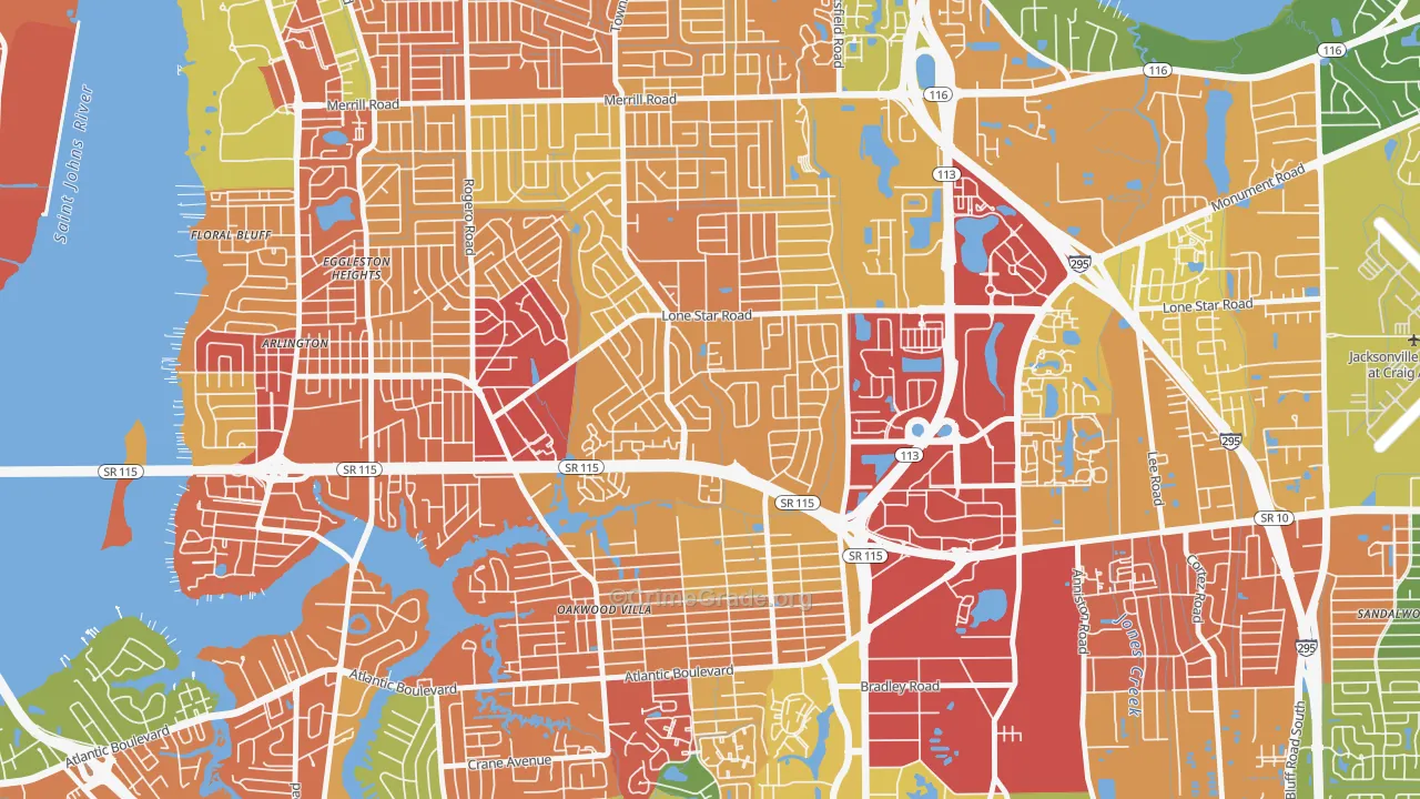 Alderman Park, Jacksonville, FL Map of Theft Rates