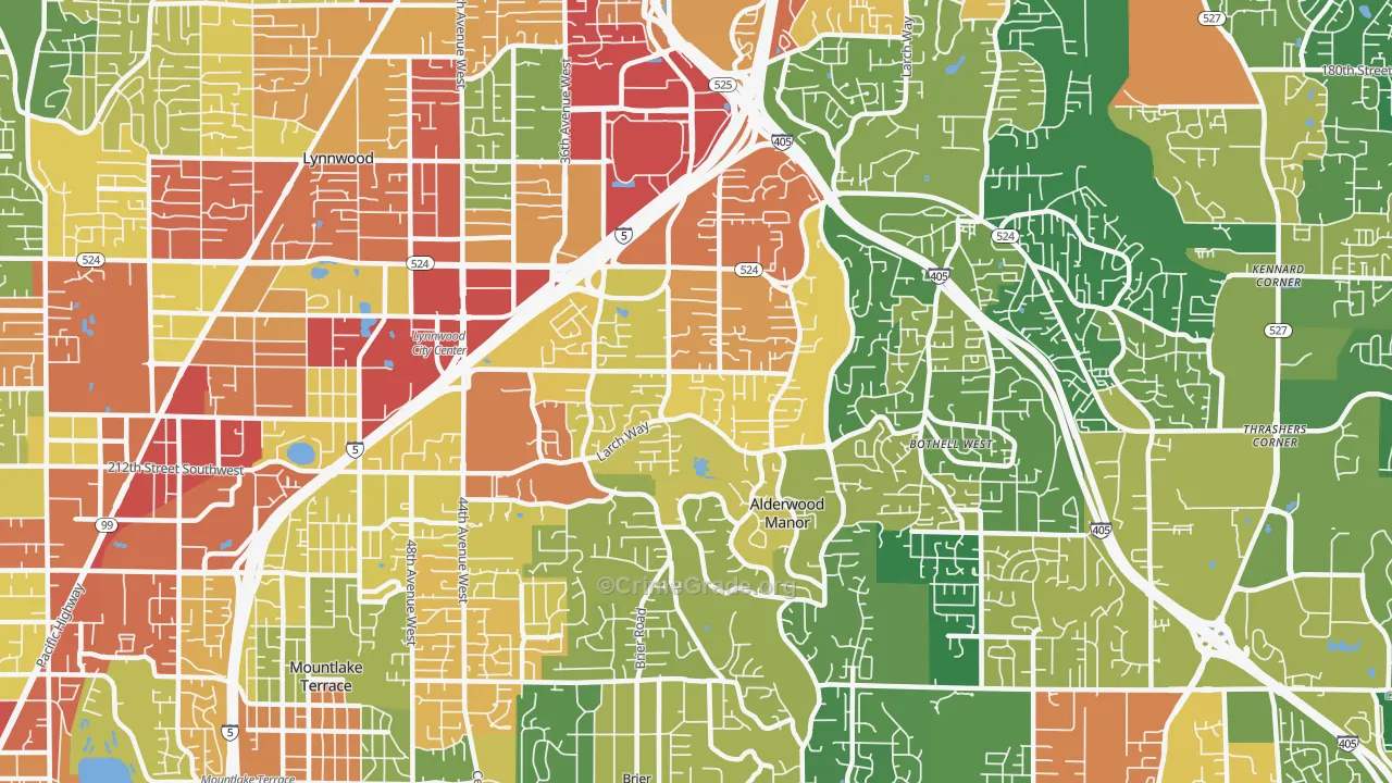 Alderwood Manor, Lynnwood, WA Map of Theft Rates