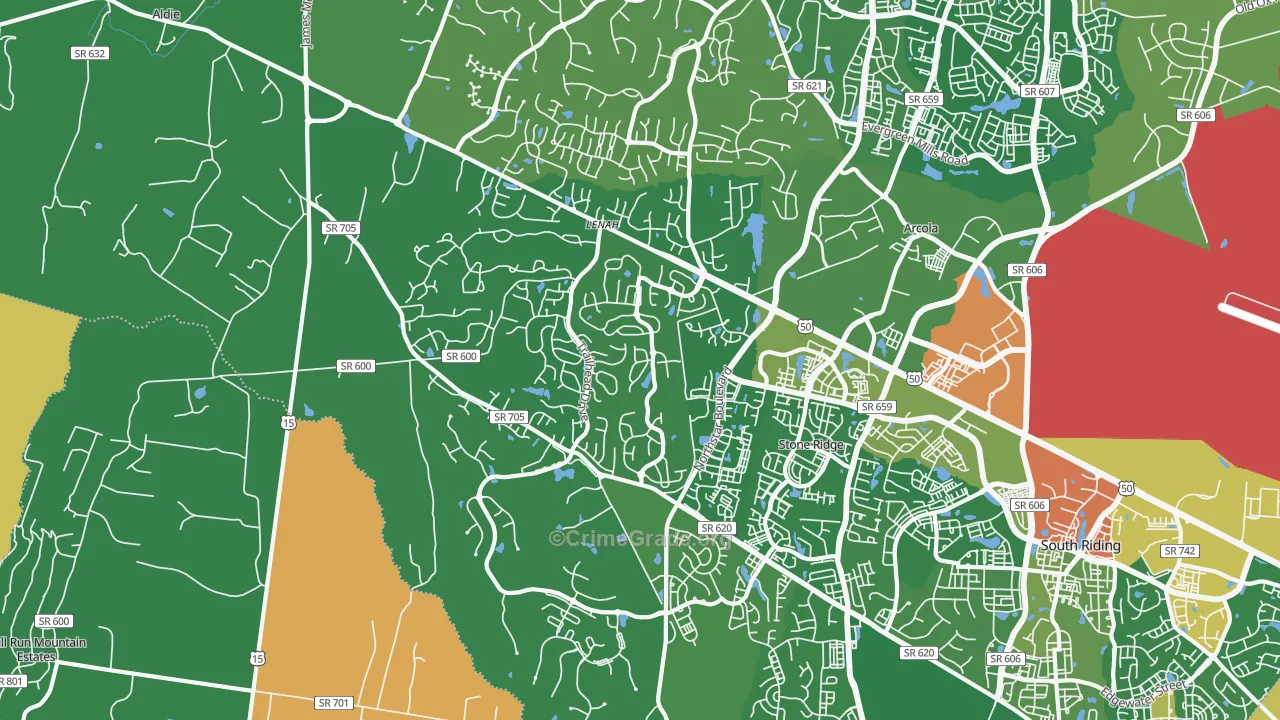 Aldie, VA Map of Theft Rates