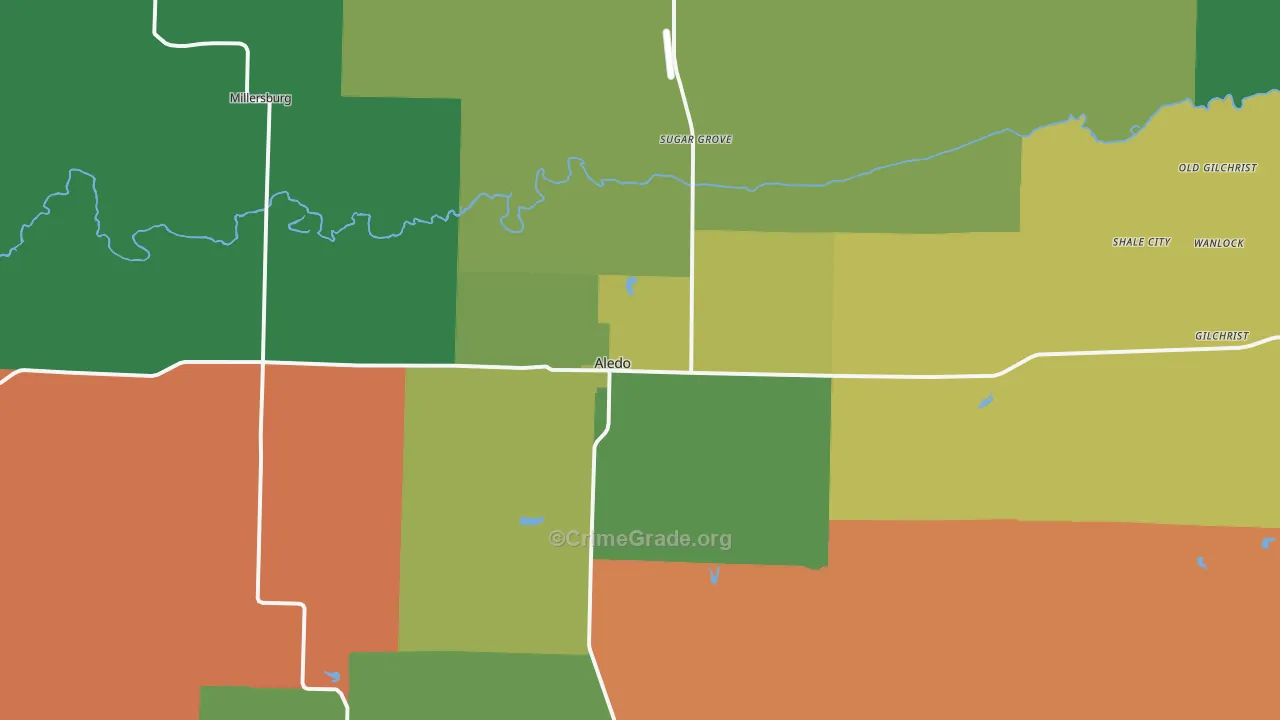 Aledo, IL Map of Theft Rates