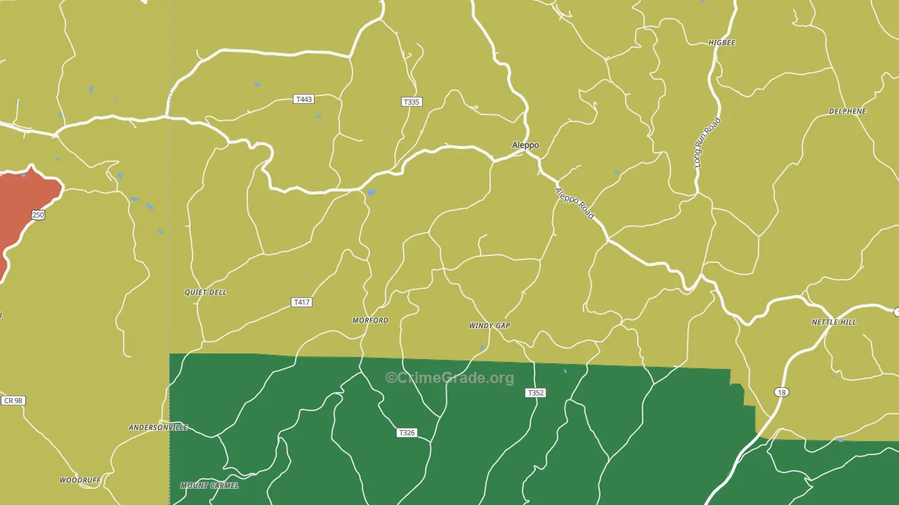Aleppo, PA Map of Theft Rates